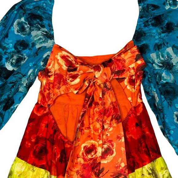 ALICE & OLIVIA ROWAN TIERED MULTI COLOR BABY-DOLL DRESS. SZ: XS - Picture 9 of 12